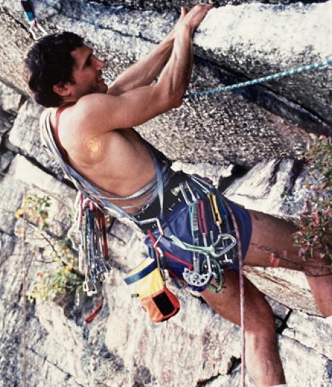 Bob Garmirian climbing rocks