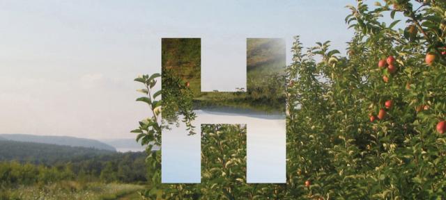 H graphic and apple orchard