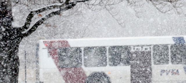 PVTA bus in snow