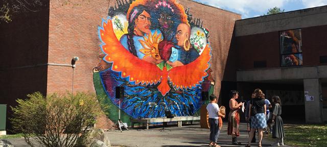 A mural by Hampshire College Alum Mika Gonzalez