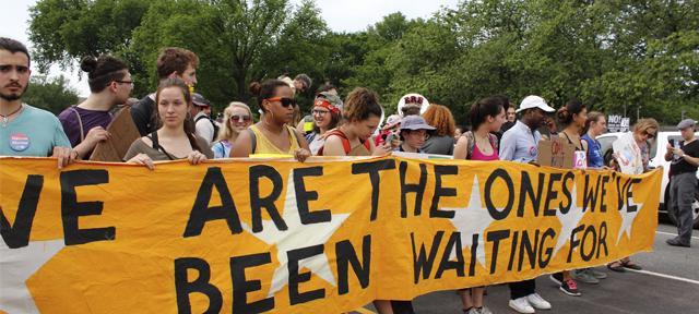 Hampshire College community members at the People's Climate March, April 29, 2017. Photos by Rhys MacArthur