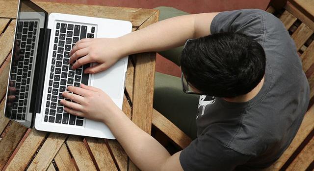 student at computer