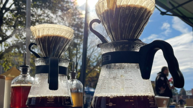 Coffee steeping in the sunshine.